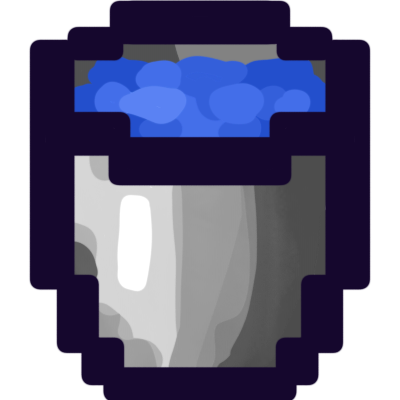 a stylised minecraft water bucket, with thick dark blue lineart.